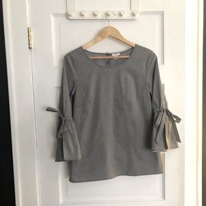 JCrew bell-sleeve gingham blouse